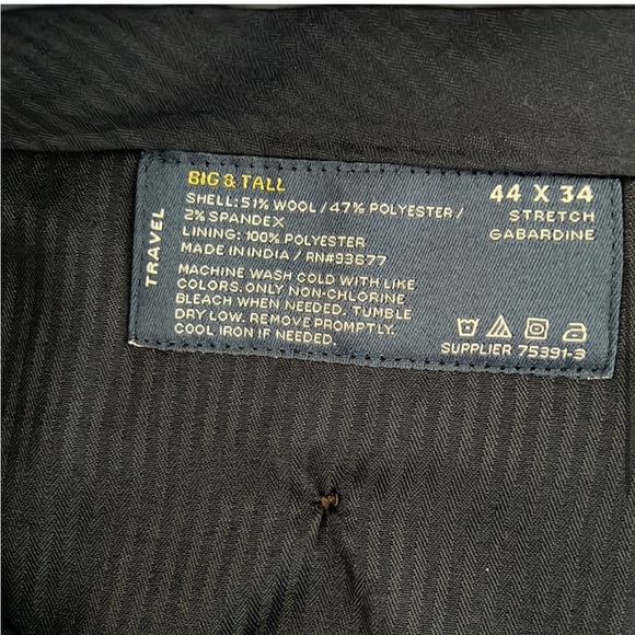 Men's Big & Tall Dress Slacks Navy Blue 44 x 34 - Picture 5 of 8